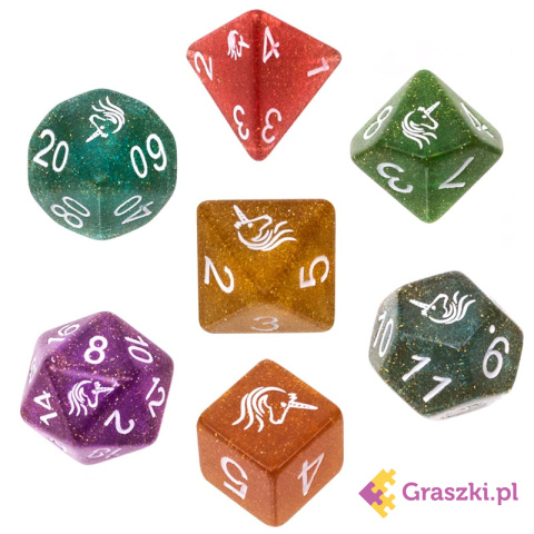 Komplet kości REBEL RPG - Akrylowe - Jednorożce 2 Komplet kości REBEL RPG - Akrylowe - Jednorożce 2