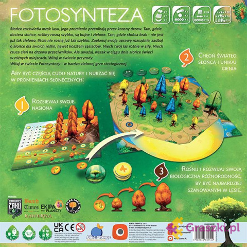 Fotosynteza gra planszowa pudełko tył Fotosynteza gra planszowa pudełko tył