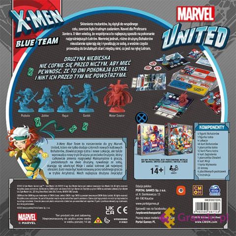 Marvel United: X-men Blue Team tył Marvel United: X-men Blue Team tył