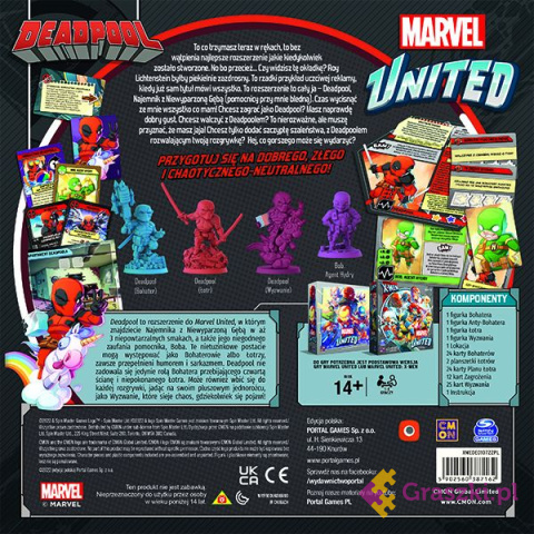 Marvel United: X-men Deadpool tył Marvel United: X-men Deadpool tył
