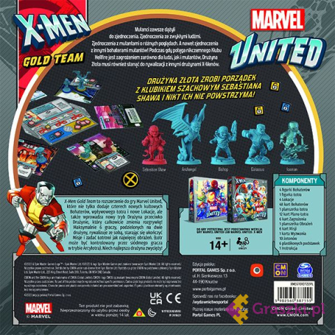 Marvel United: X-men Gold Team tył Marvel United: X-men Gold Team tył