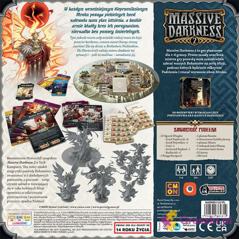 Massive Darkness 2: Heavenfall gra planszowa pudełko tył Massive Darkness 2: Heavenfall gra planszowa pudełko tył