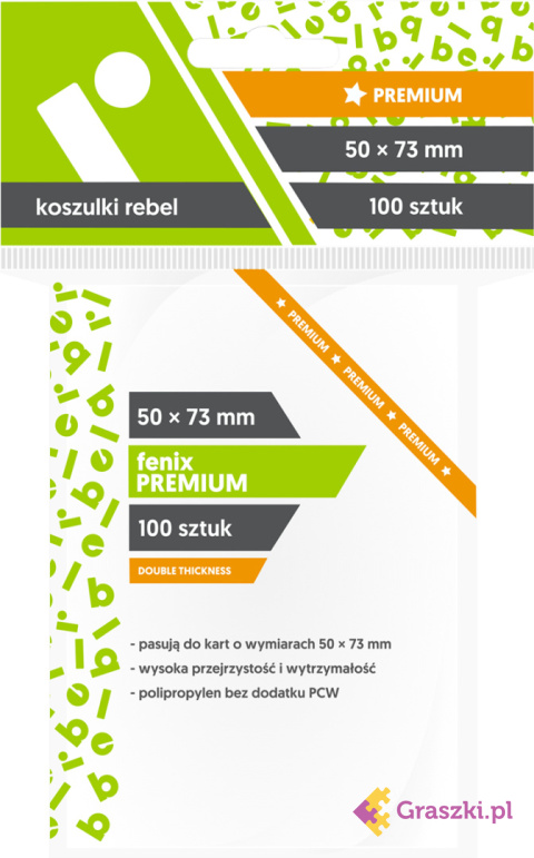 Koszulki na karty Rebel (50x73 mm) "Fenix Premium", 100 sztuk