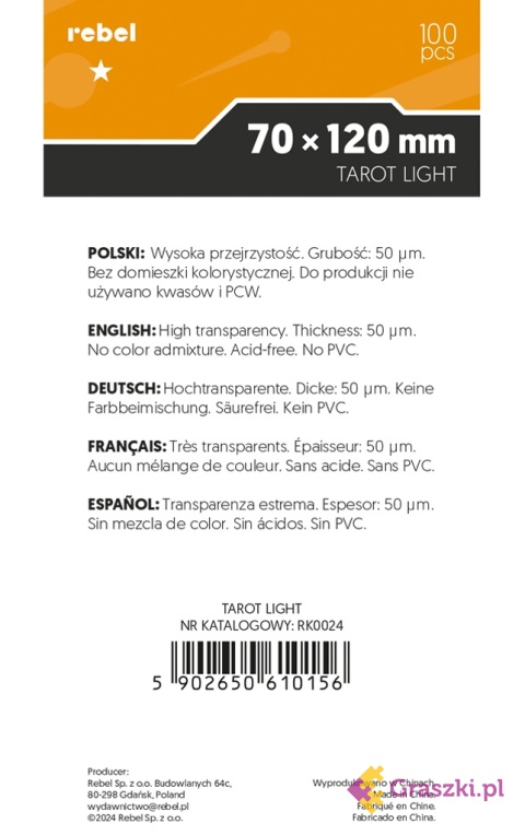 Koszulki na karty Rebel (70x120 mm) Auriga Light tył Koszulki na karty Rebel (70x120 mm) Auriga Light tył