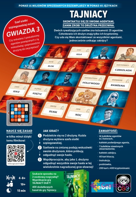 Tajniacy tył opakowania Tajniacy tył opakowania