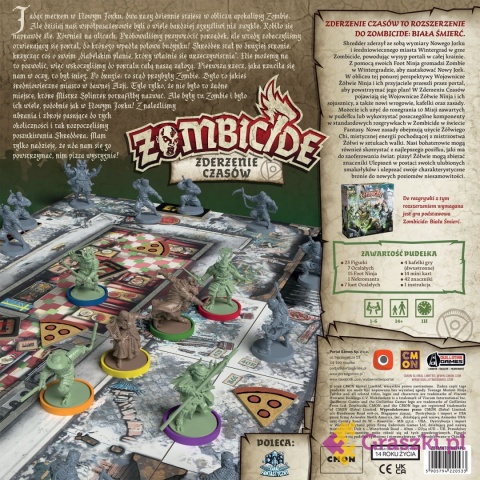 Zombicide: Biała Śmierć TMNT - Zderzenie Czasów tył opakowania Zombicide: Biała Śmierć TMNT - Zderzenie Czasów tył opakowania