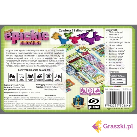 Małe Epickie Dinozaury tył opakowania