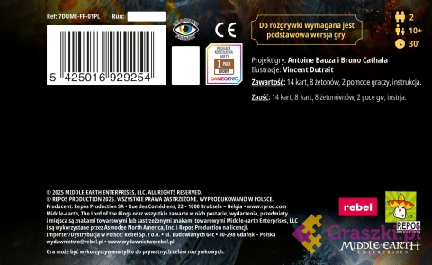 Władca Pierścieni: Pojedynek o Śródziemie - Sojusznicy tył opakowania Władca Pierścieni: Pojedynek o Śródziemie - Sojusznicy tył opakowania