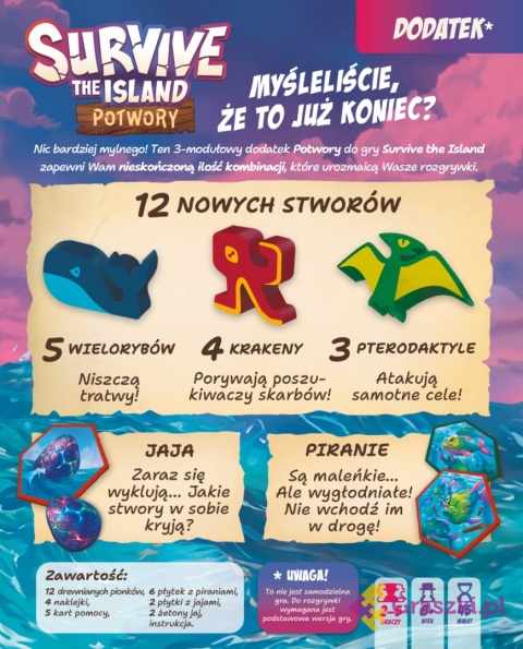 Survive the Island: Potwory tył opakowania Survive the Island: Potwory tył opakowania