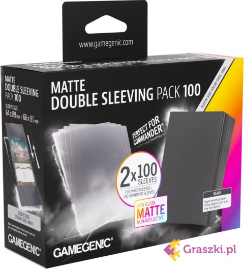 Gamegenic: Matte Double Sleeving Pack (64x89 mm/66x91mm) - Black - 2x100 sztuk