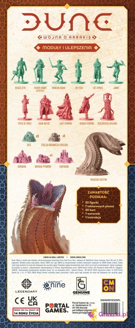 Dune: Wojna o Arrakis - Moduły i ulepszenia tył opakowania