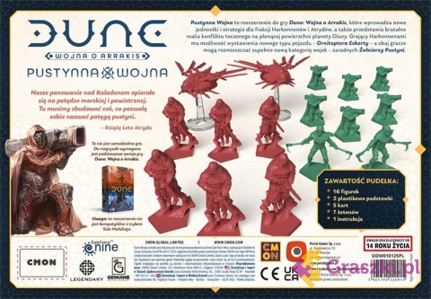 Dune: Pustynna Wojna tył opakwoania